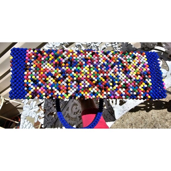 Handmade Multi-Colored Beaded Handbag EC! - Picture 10 of 12